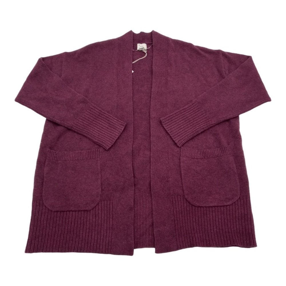 a New Day Women's Small Open-Front Burgundy Cardigan